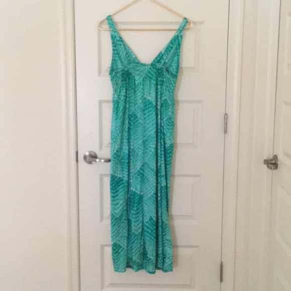Green patterned vintage maxi dress - Picture 2 of 7